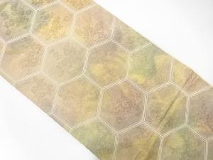 アンティーク　亀甲に秋草模様織り出し袋帯（着用可）